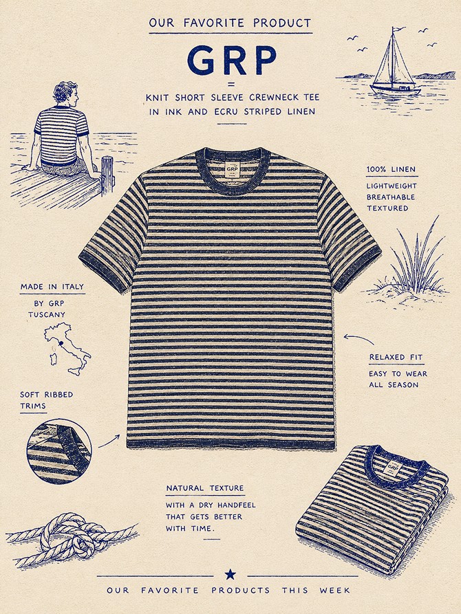GRP striped tee product layout
